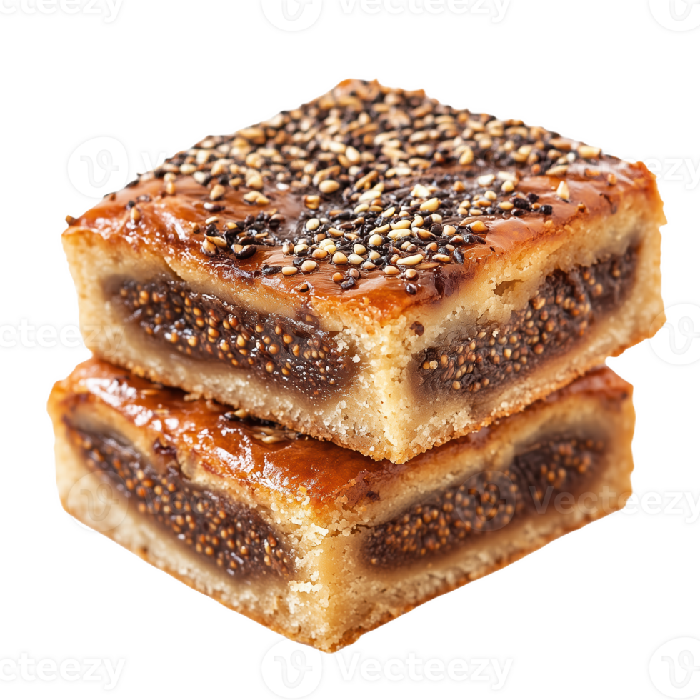 Palestinian fig cake displayed in an isolated setting with a rich texture png