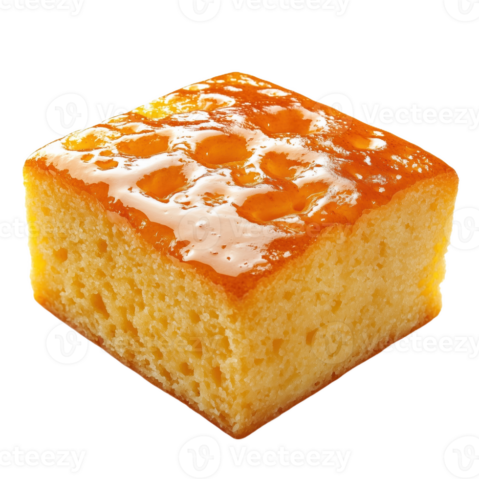 Delicious isolated burmese semolina dessert with glossy top layer and soft texture png