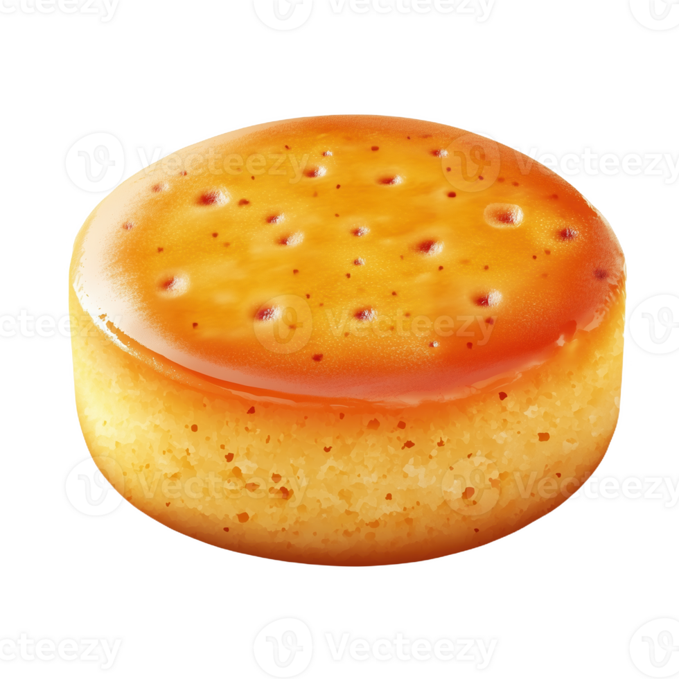 Isolated Burmese semolina dessert showcasing a rich golden glaze and smooth texture png