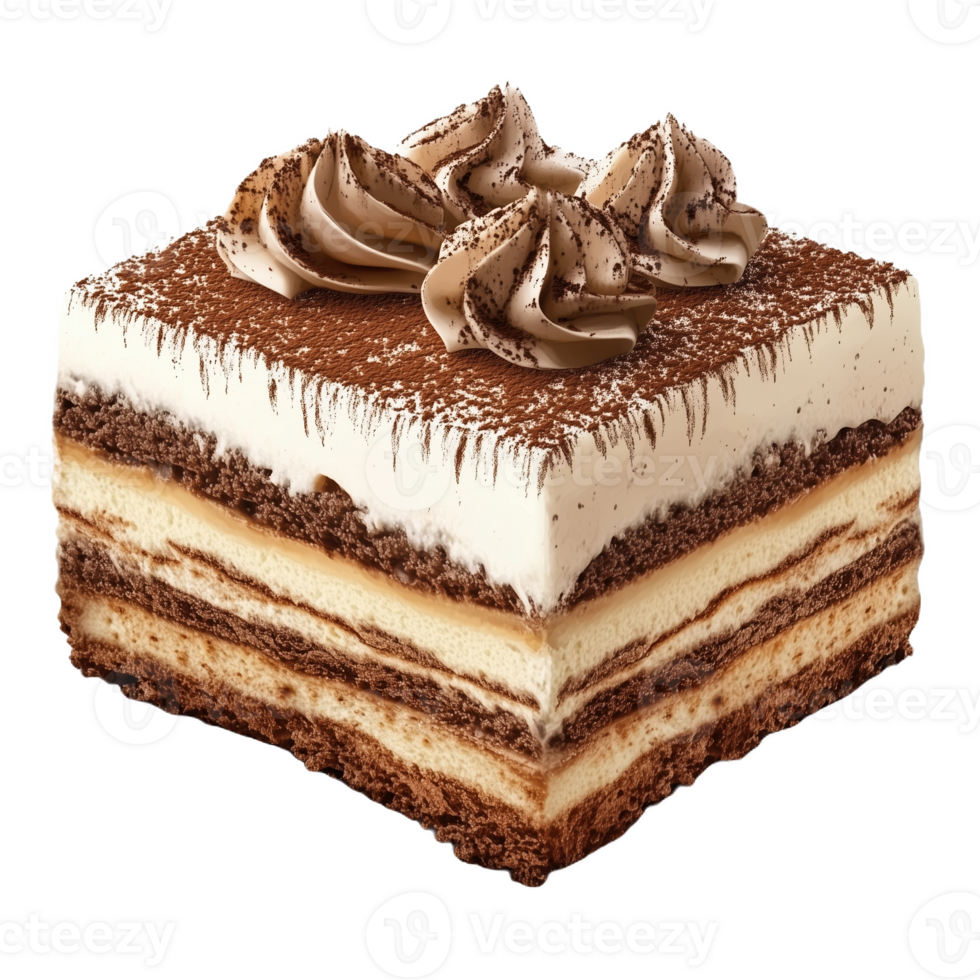 Delicious Italian tiramisu layered with coffee flavors and creamy texture served in a cafe png