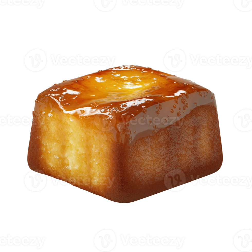 Isolated Caribbean rum cake with golden glaze and moist texture ideal for dessert lovers png