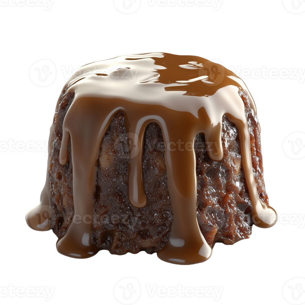 Delicious British sticky pudding served with rich warm toffee sauce png