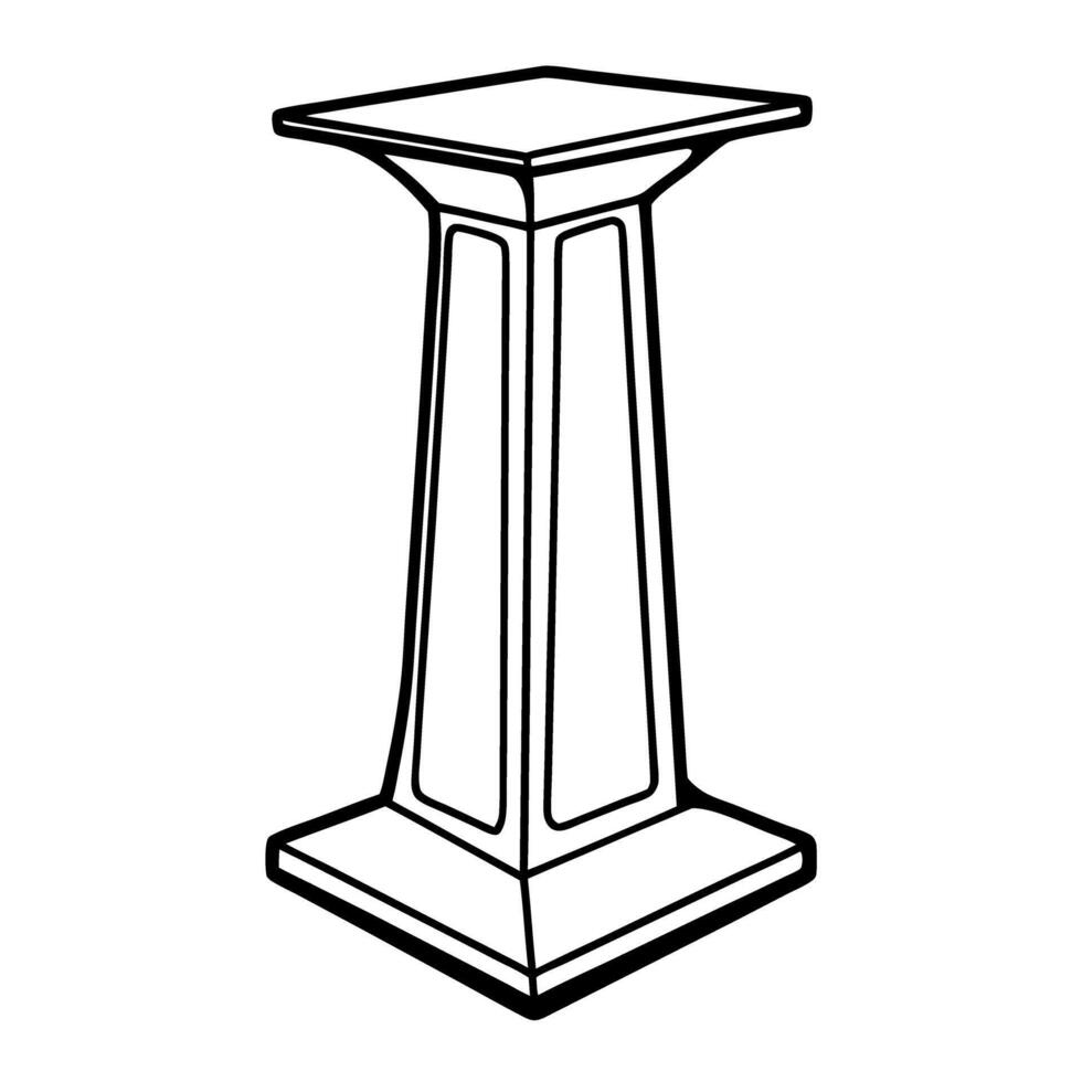 Outline of a tall pedestal simple column design vector