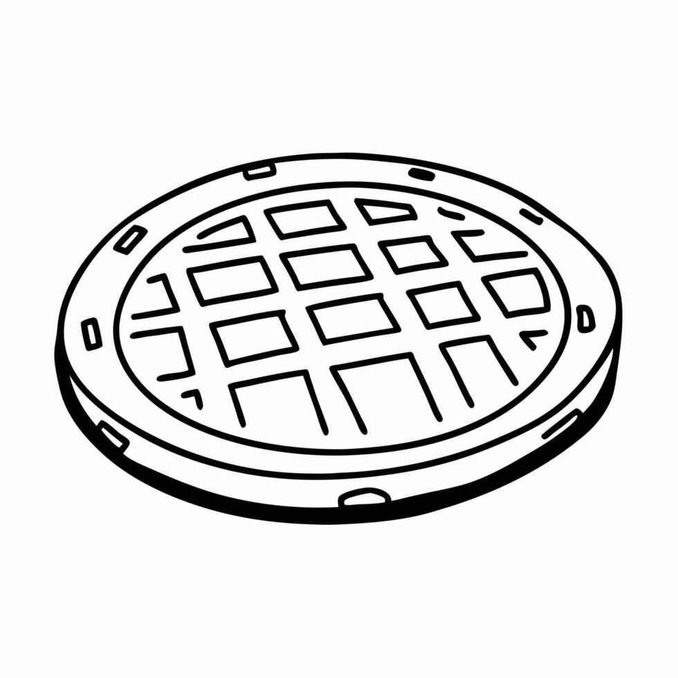Simple Monochrome Manhole Cover Illustration for Urban Design Projects vector