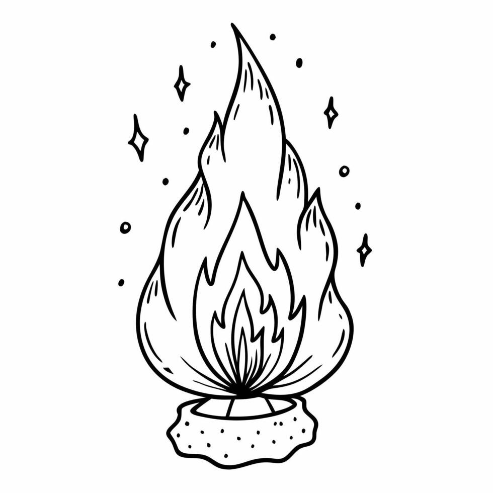 Hand Drawn Doodle of a Campfire Flame with Stars vector