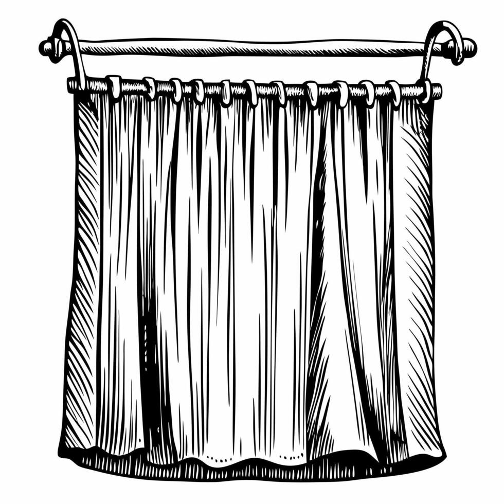 Vintage Hand Drawn Curtain Illustration for Home Decor Concepts vector
