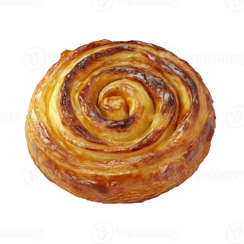 Delicious Danish pastry spiral with golden crust and flaky texture perfect for breakfast png