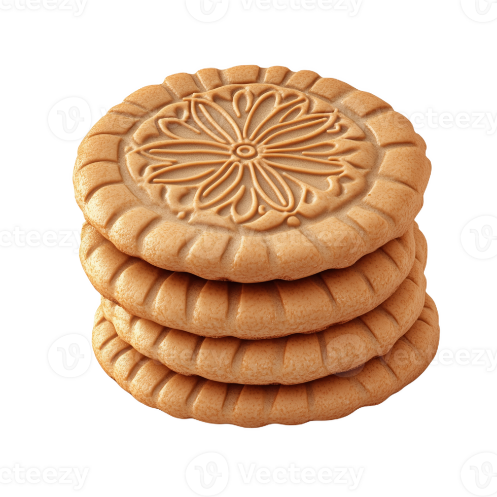 Delicious isolated Belgian speculoos cookies stacked and ready for enjoyment png