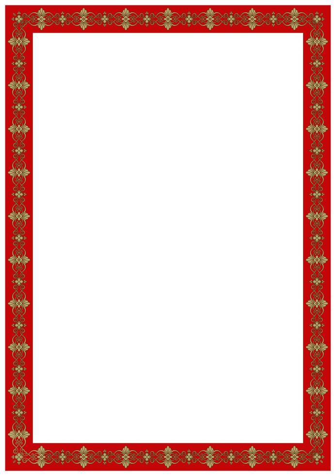 Ornate Gold and Red Classic Frame Design with Empty Center vector
