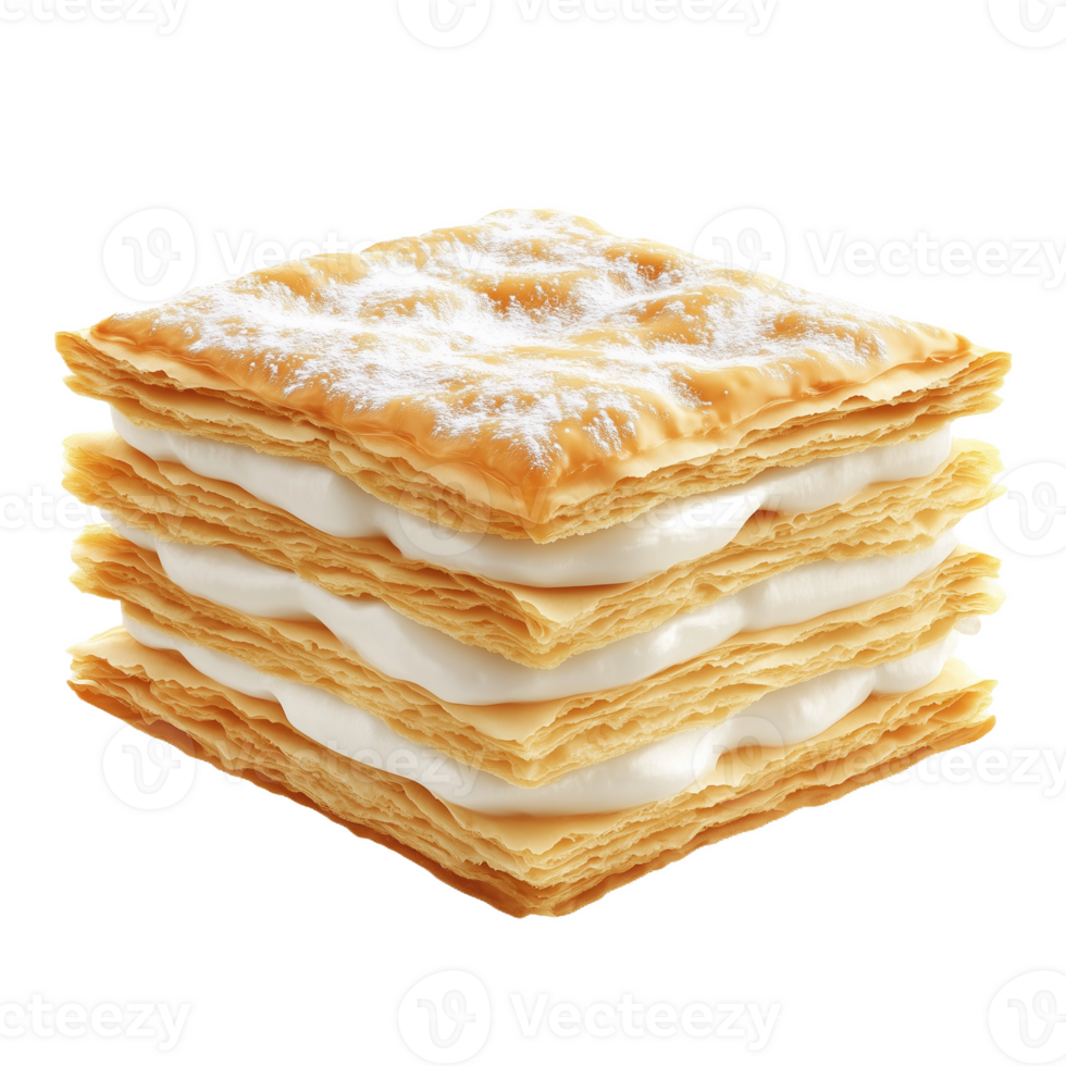 Isolated French mille feuille dessert showcasing layers of pastry and cream png