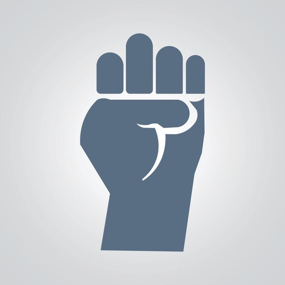 Raised fist hand, gesture hand signs, Hand gesture icons with a silver abstract background vector