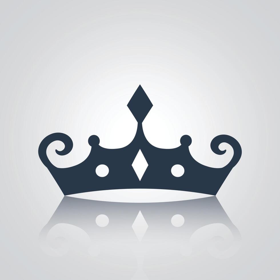 Royal crown icons and sign art with a unique design, with grey color, a silver background vector