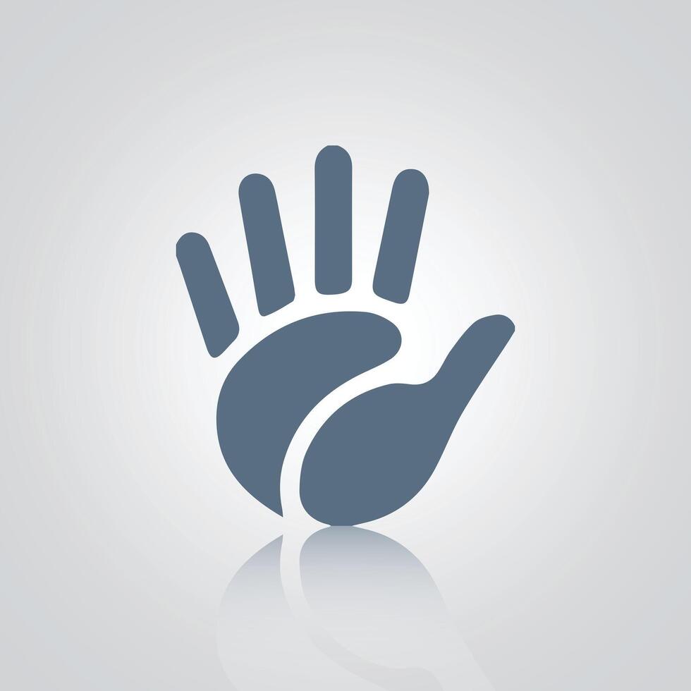 Hand gesture icons. stop hand sign, full palm signs with grey color vector