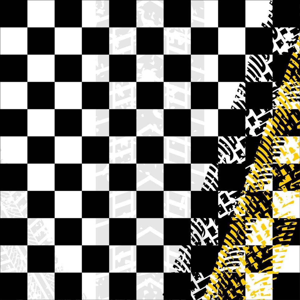 Seamless black and white checkered racing stripes set with different styles of repeating stripes vector