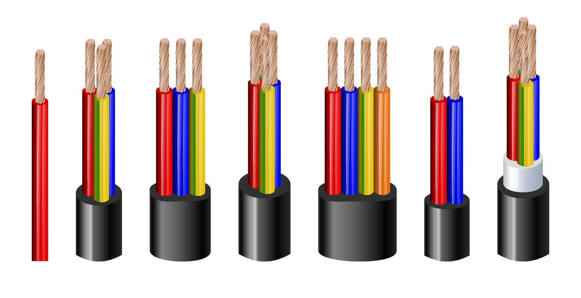 Realistic cable isolated. Fiber optic electronic signal cable isolated on white background. vector