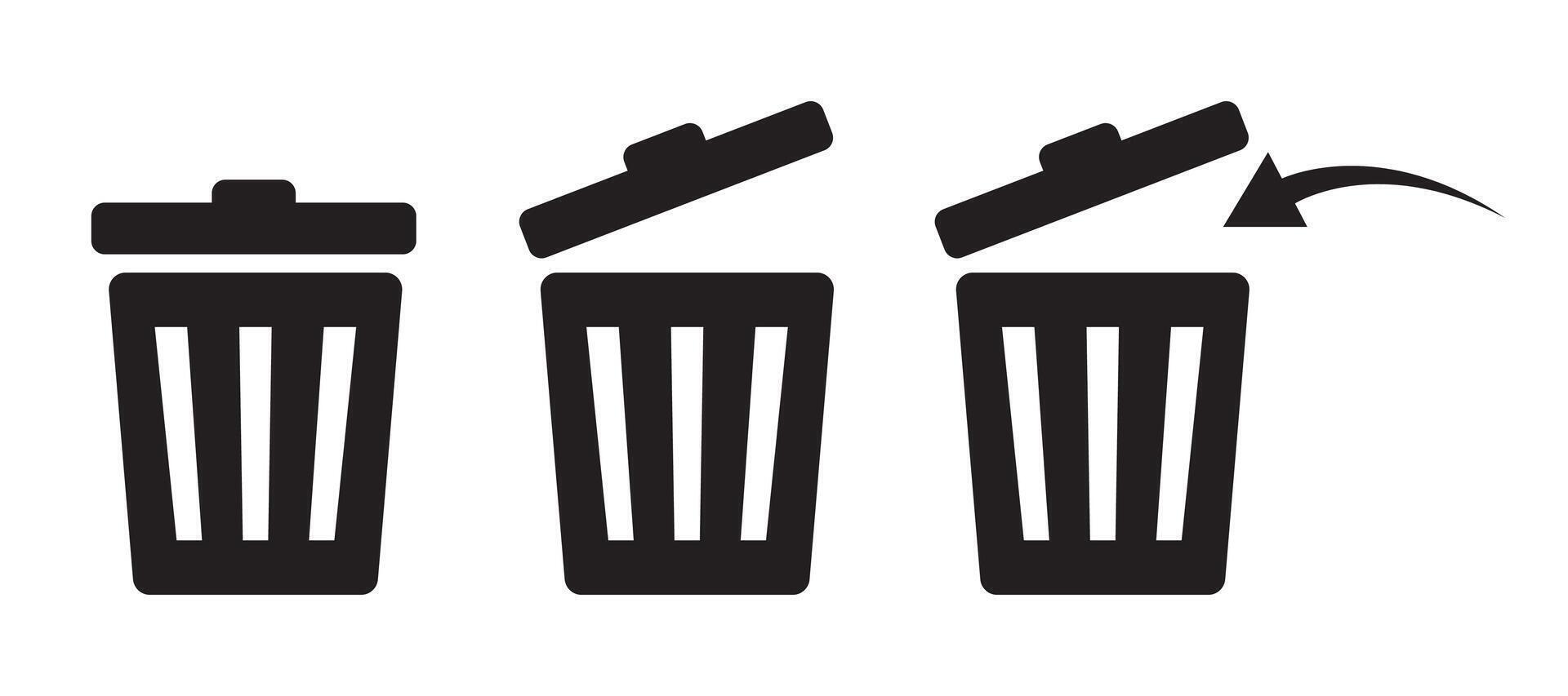 trash can icon in black and white, Trash garbage can, bin waste , Suitable for Web Sites, Books, Cards, Apps. vector