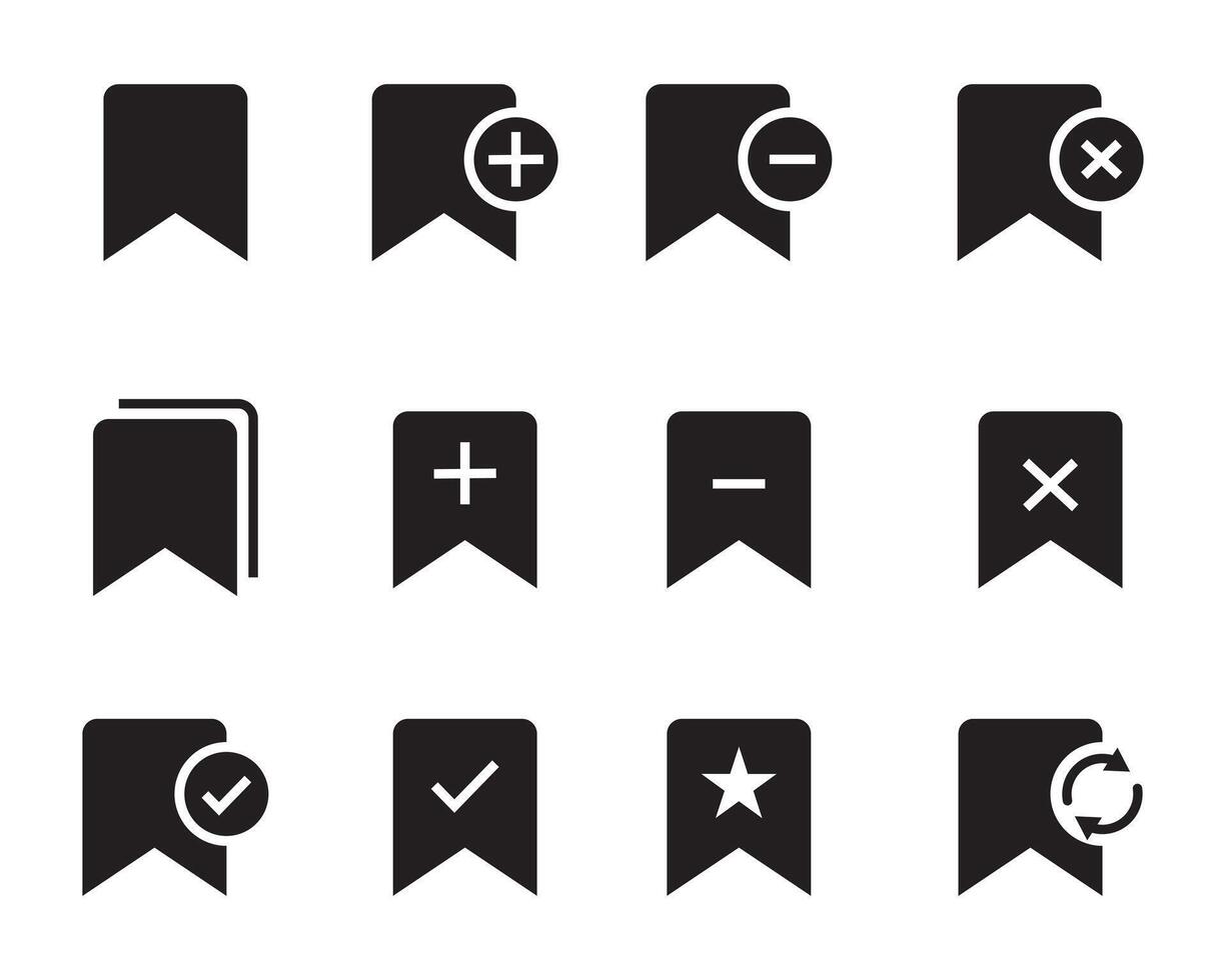 Bookmark Icon Designs set, Minimalist Bookmark Icon Designs in Black and white illustration. vector