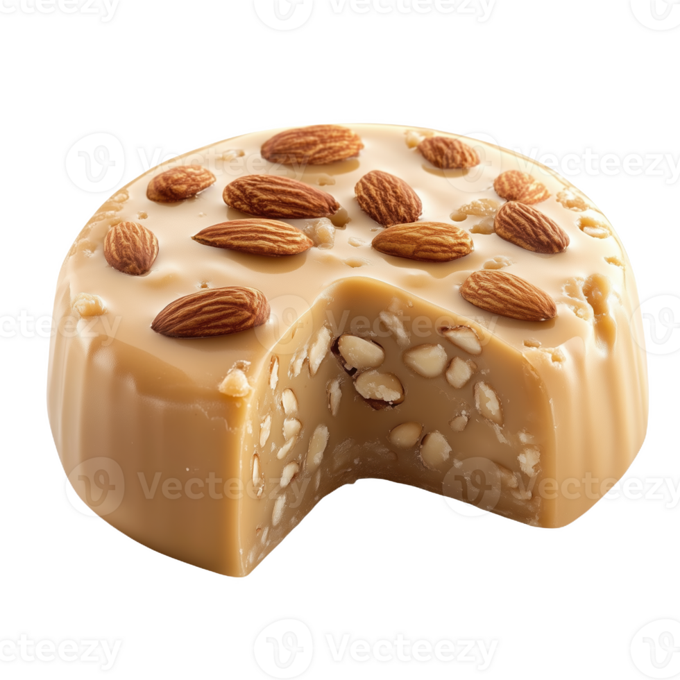 Turkmen almond halva with whole almonds on top showcases traditional sweetness png