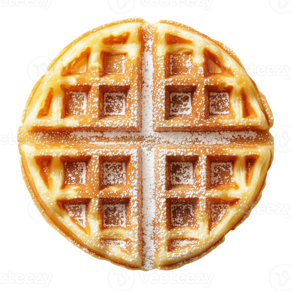 Delicious isolated Belgian waffle ready to be served for breakfast or dessert png