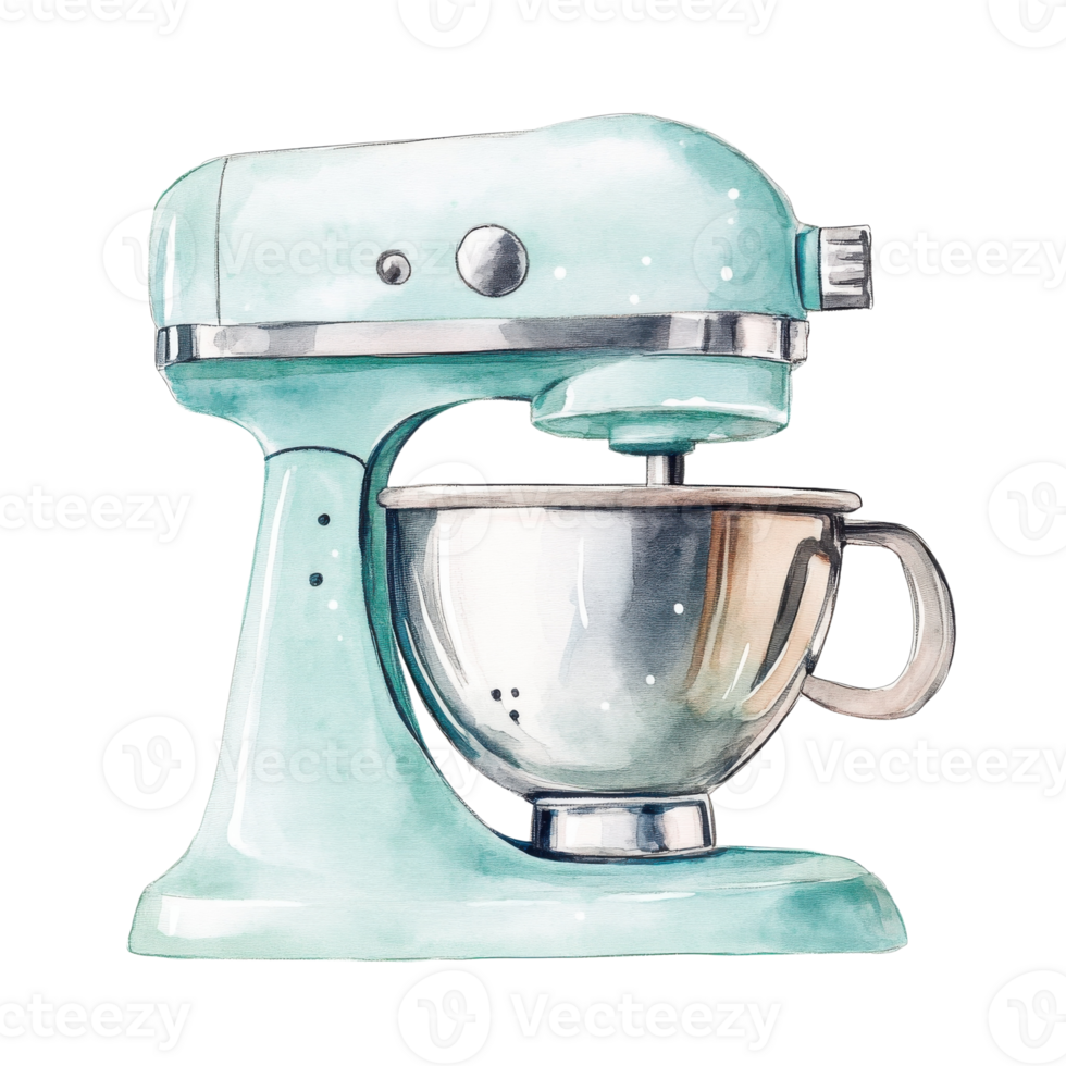 Aquarelle stand mixer art on transparent background. png