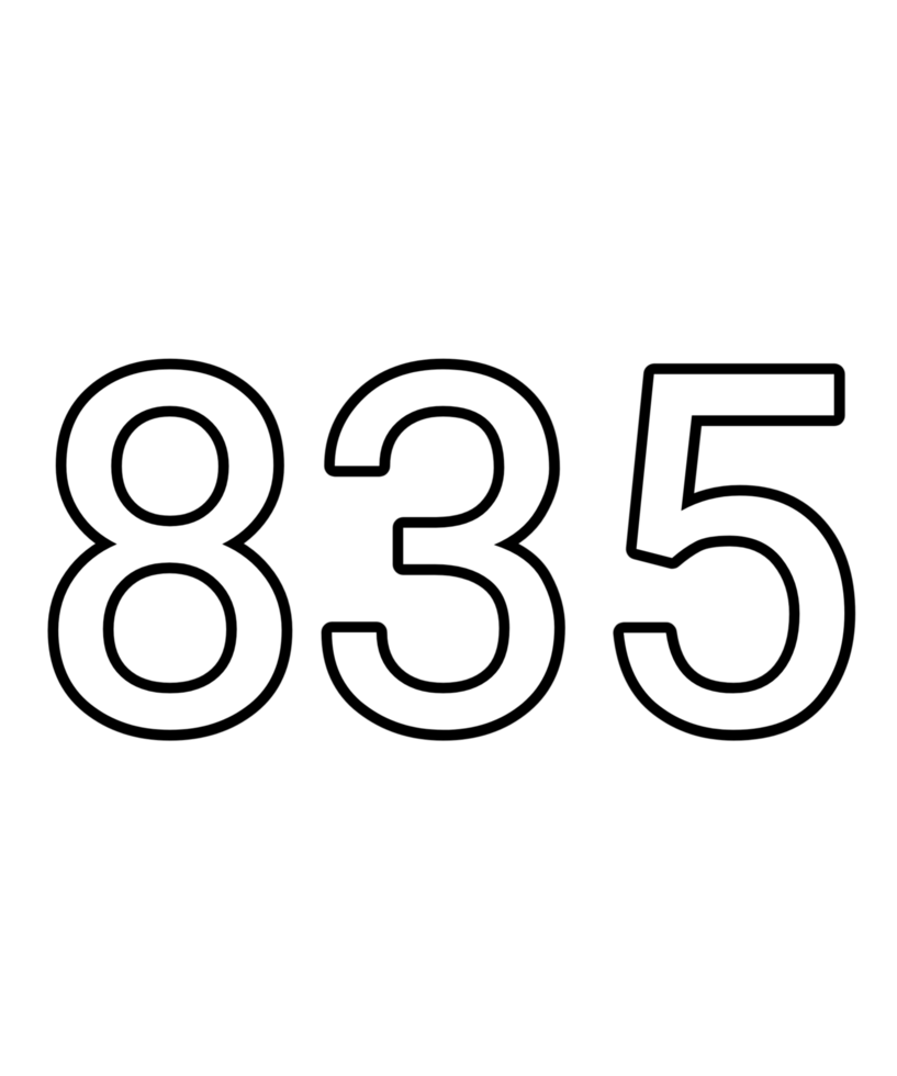 Black and white color numbers 835 png