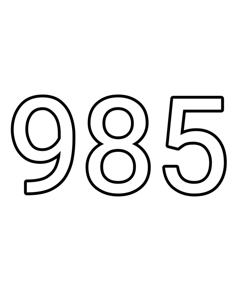 Black and white color numbers 985 png