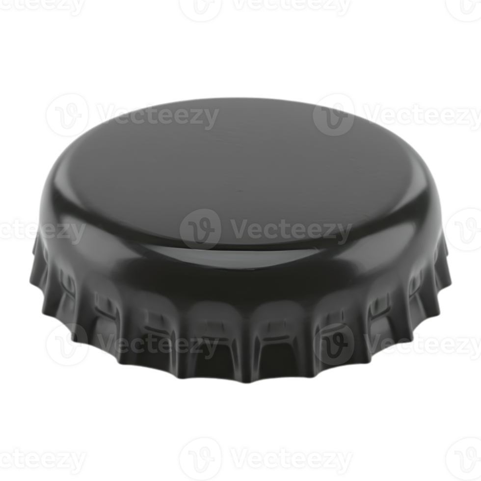 Elegant black bottle cap displaying drink closure, beverage protection, and modern design against Transparent background png