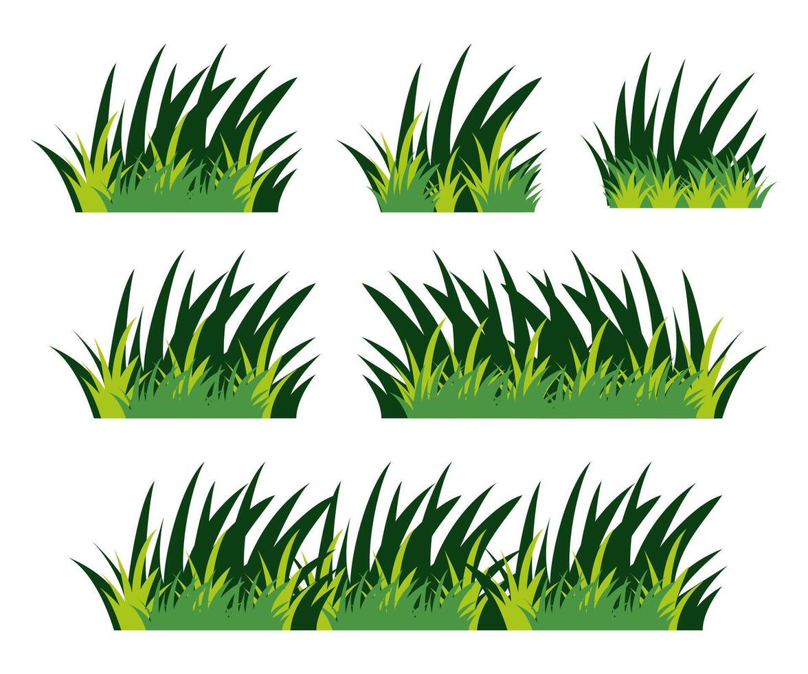 Bush green grass realistic landscape border background illustration vector