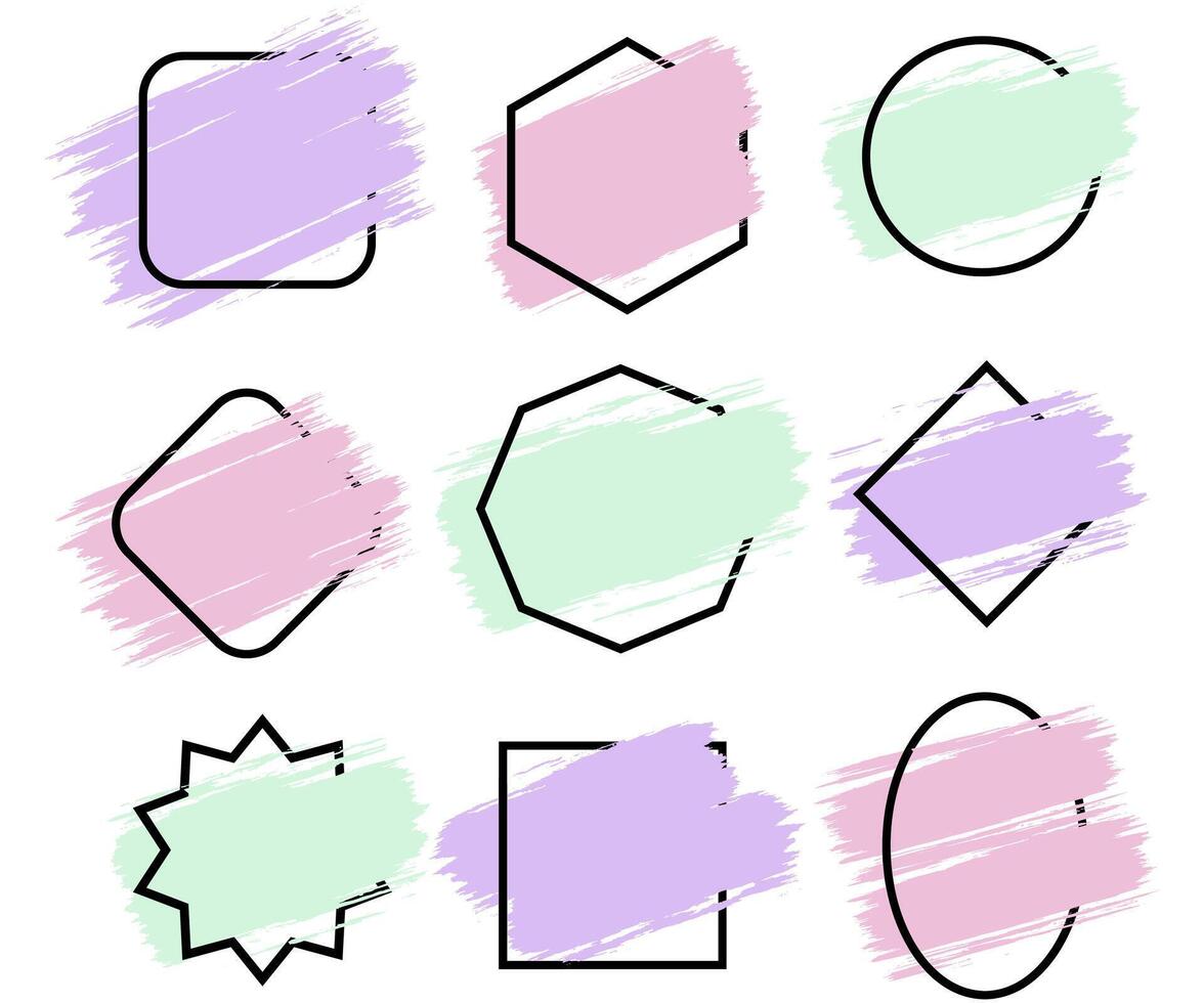 Abstract frame modern shapes brush painted stroke minimalist geometric design vector