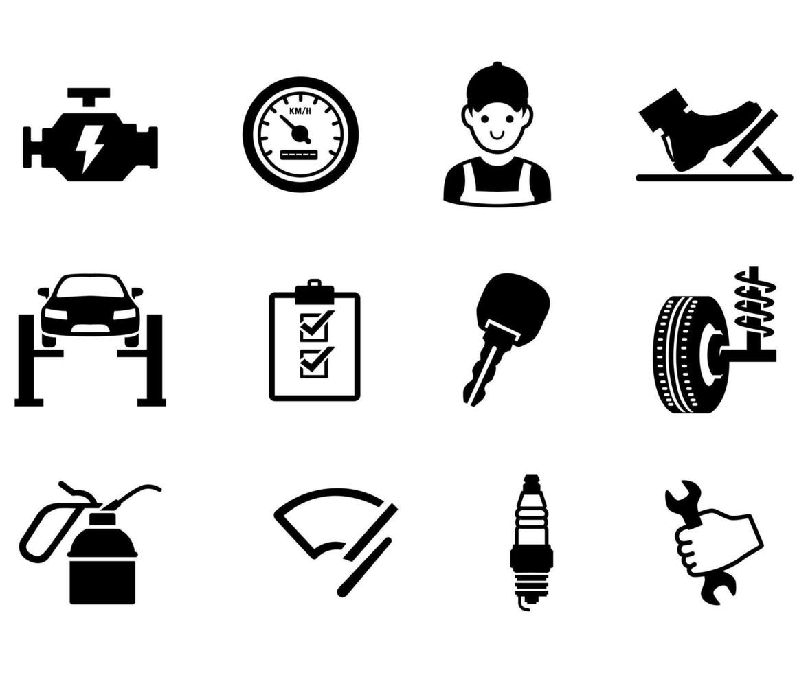 Car service repair maintenance icon set illustration vector
