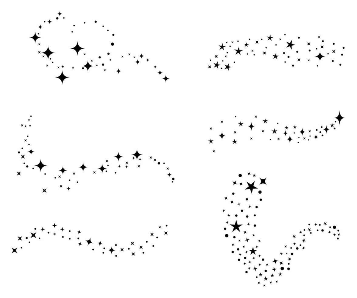 Sparkle stars tail stardust decoration background set collection isolated on white vector