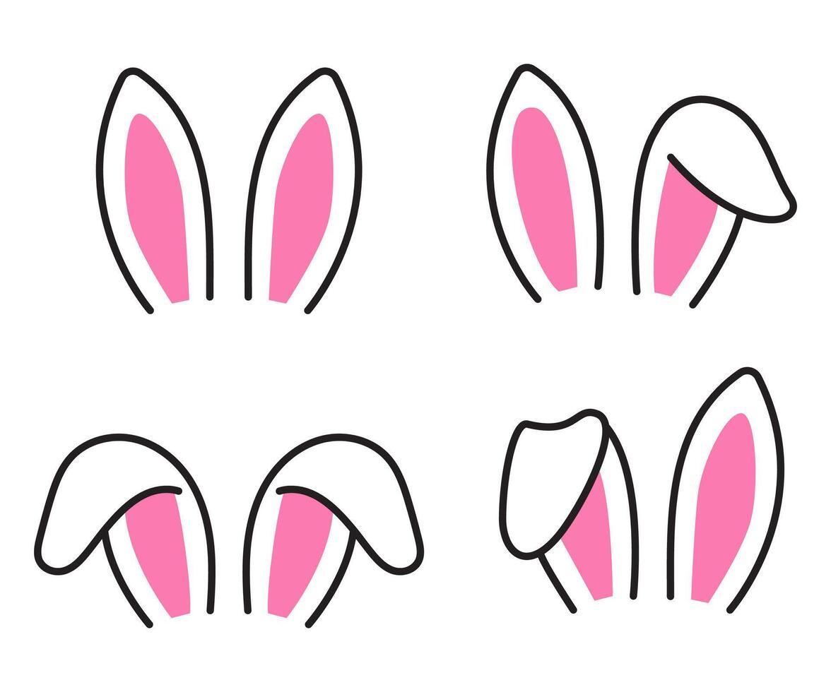 Easter rabbit cartoon ears set collection illustration vector
