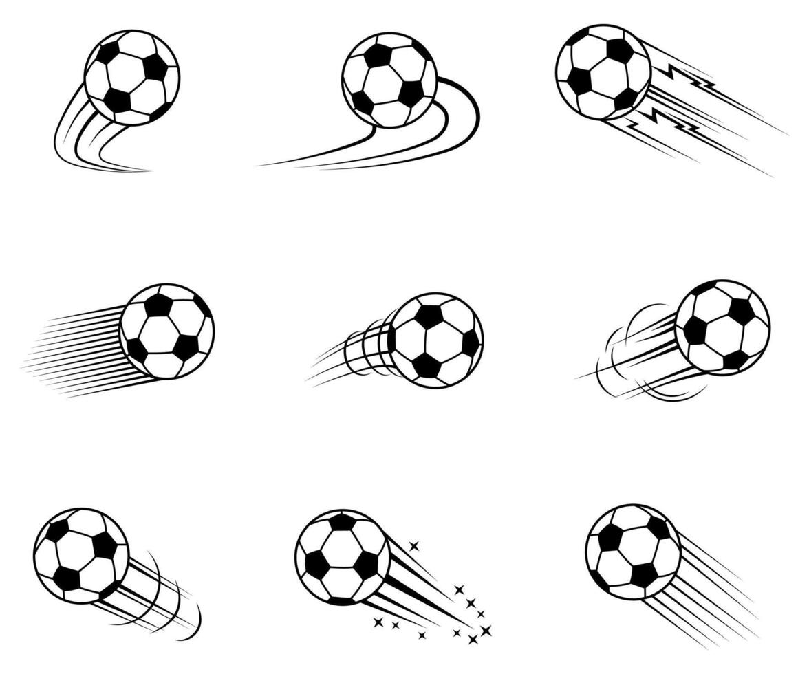 Classic soccer ball flying effect motion lines illustration vector