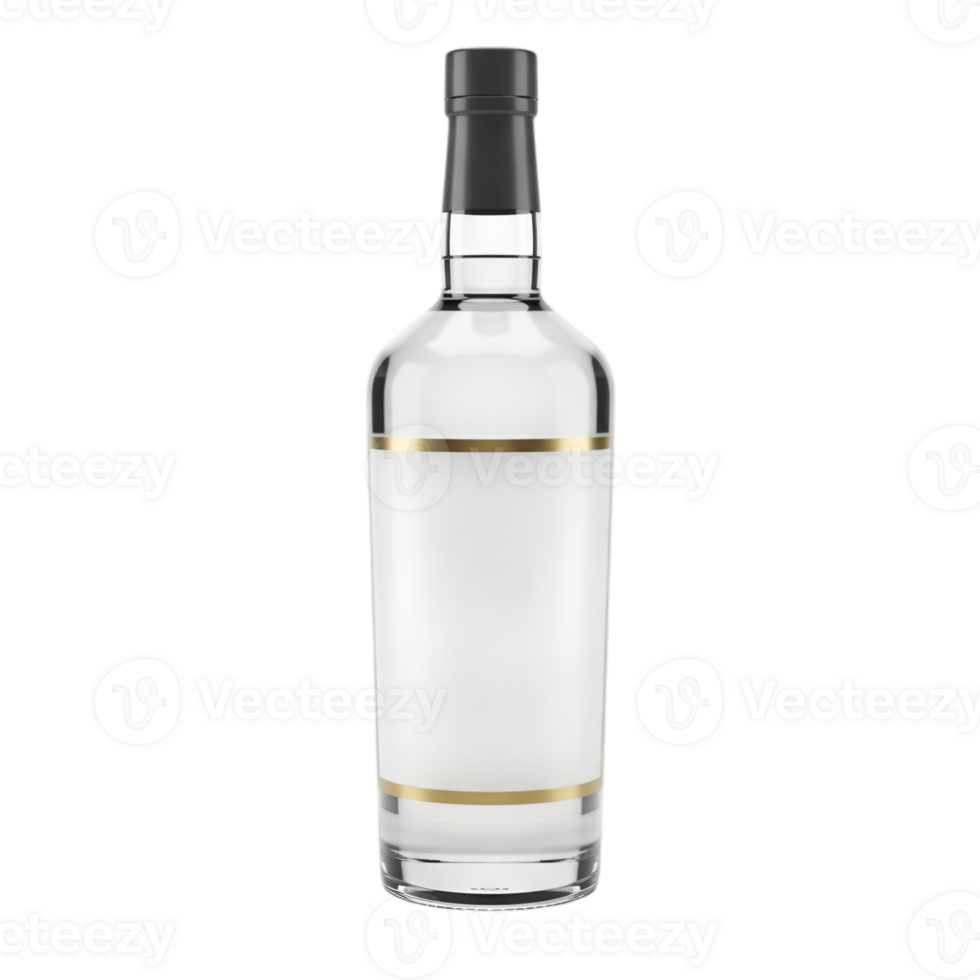 Elegant Transparent Bottle Mockup with Customizable Label Space Isolated png