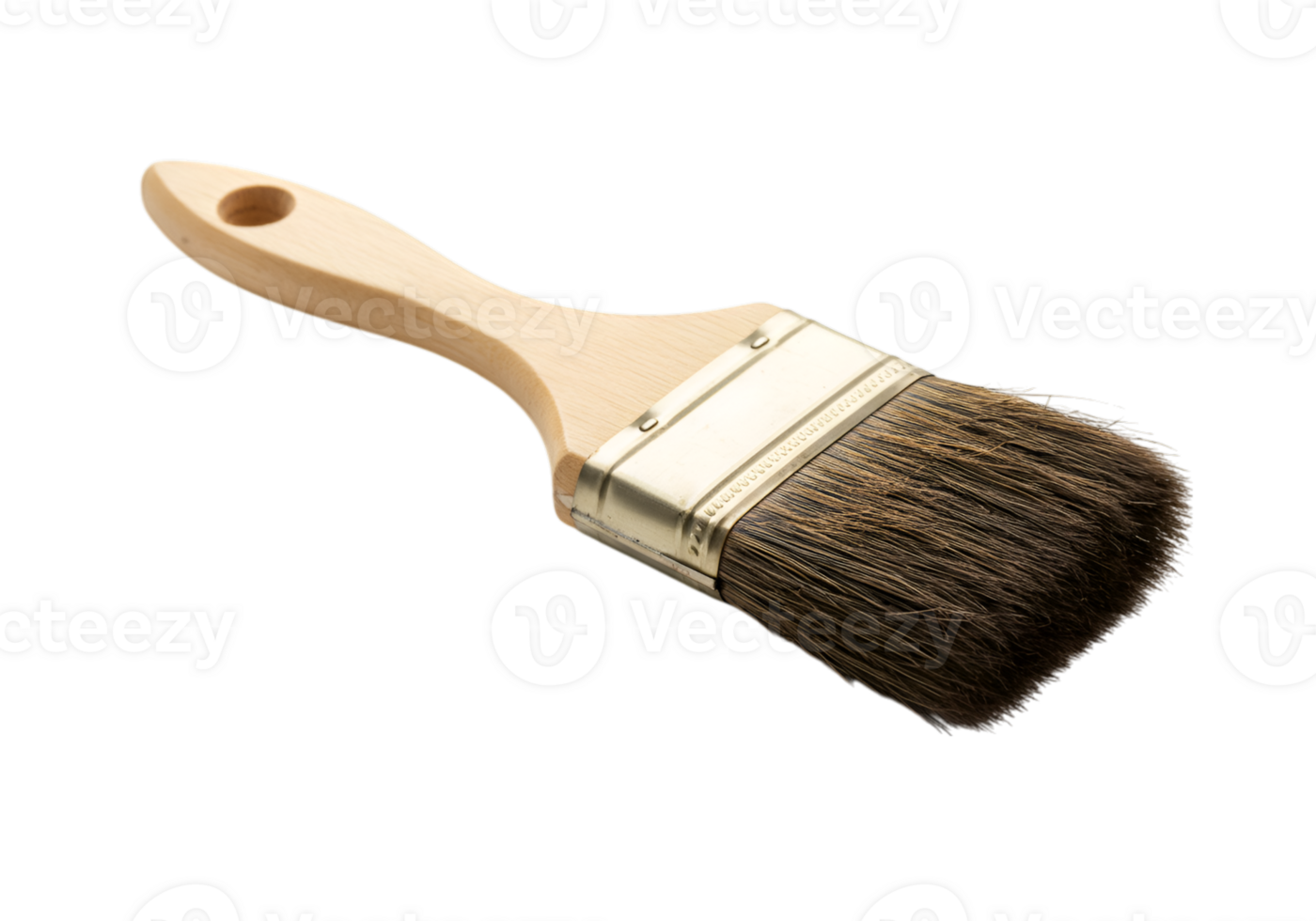 Close-up of a paint brush isolated on a transparent background, perfect for creative projects or design mockups and presentations png