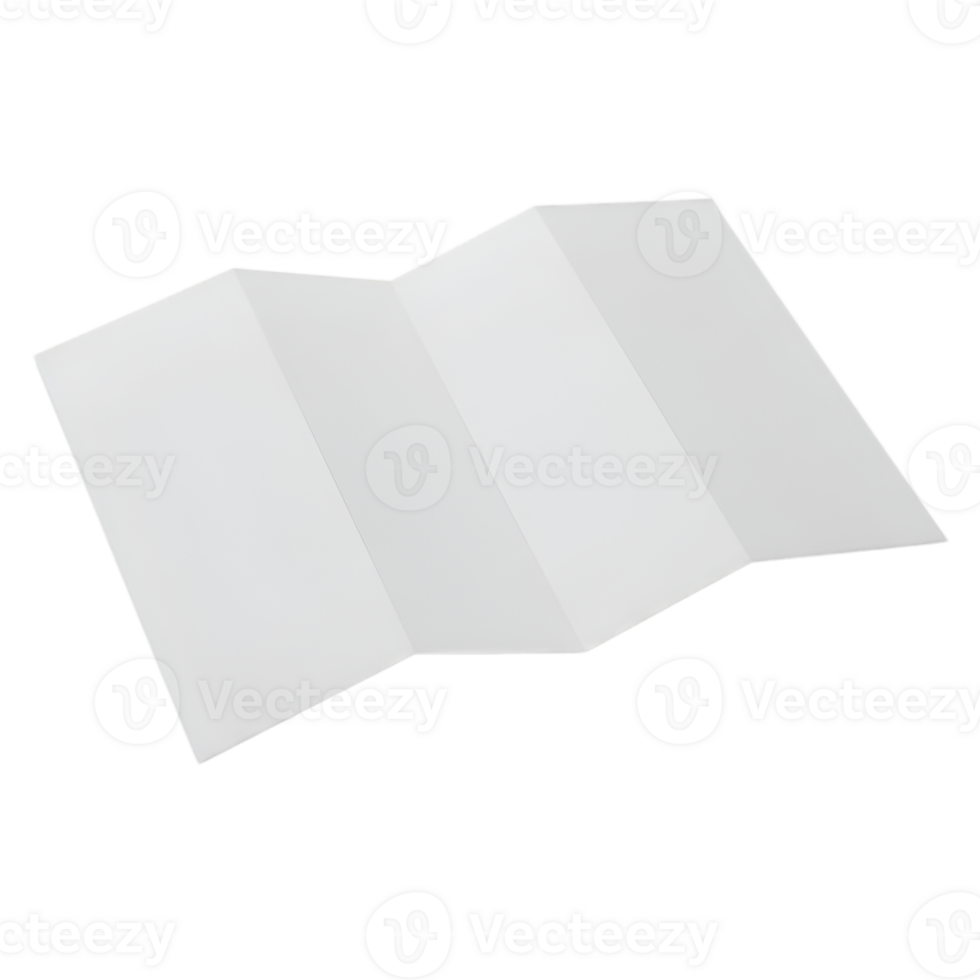 Blank White Paper Brochure Mockup with Multiple Folds on Transparent Background png