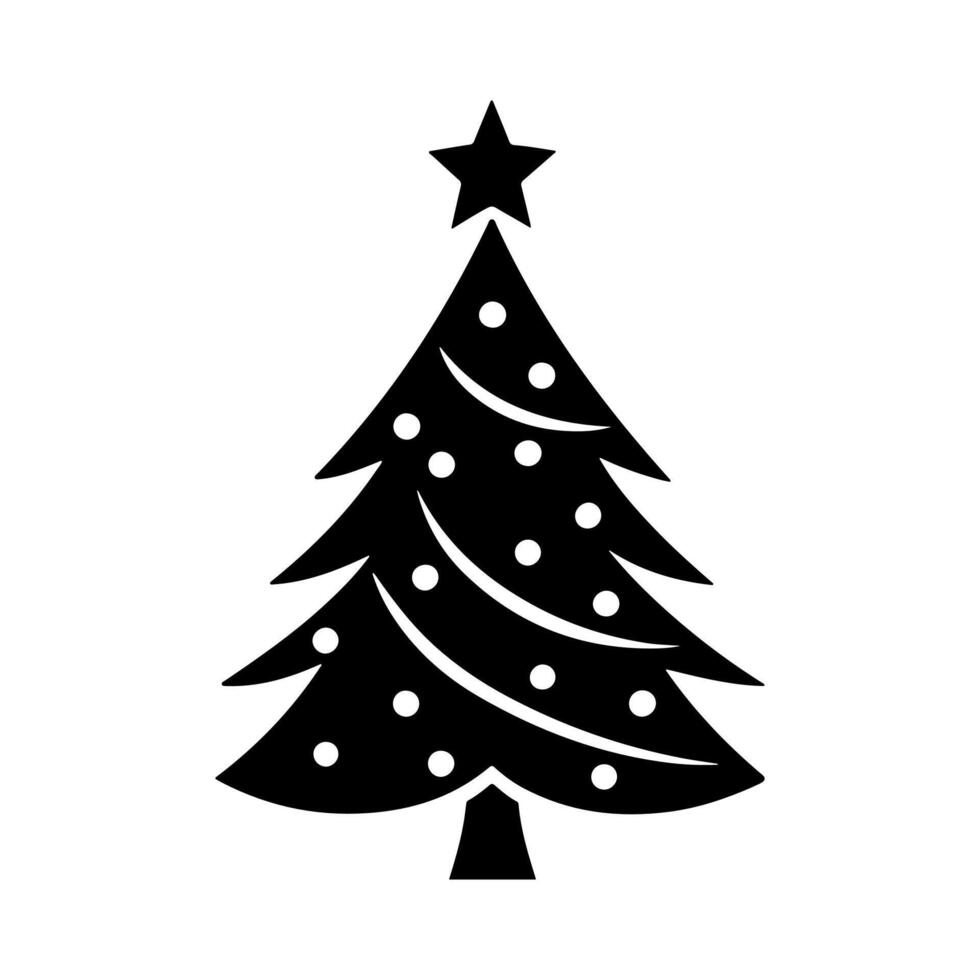 Christmas tree silhouette icon. vector