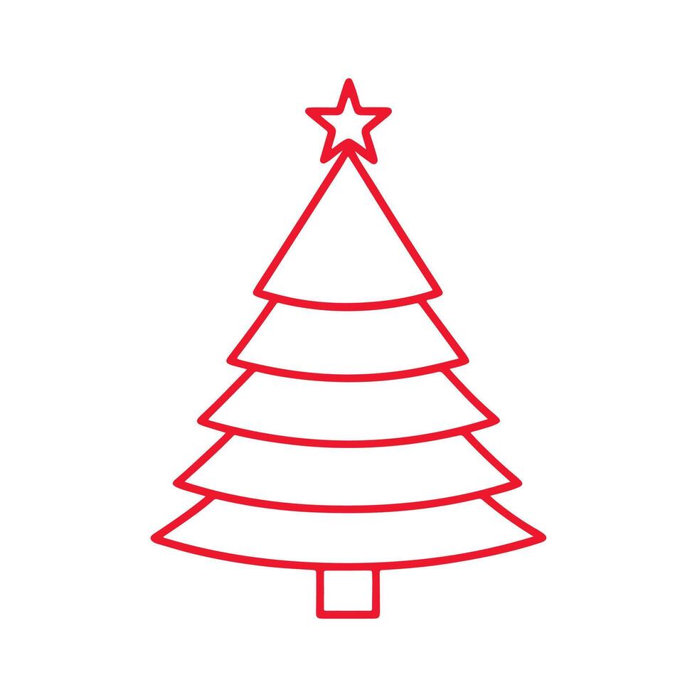 Minimalist christmas tree thin line icon. vector