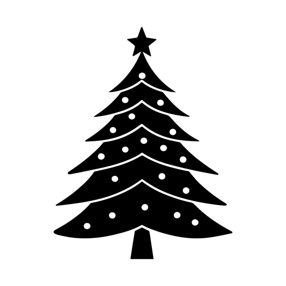 Christmas tree silhouette with star. vector