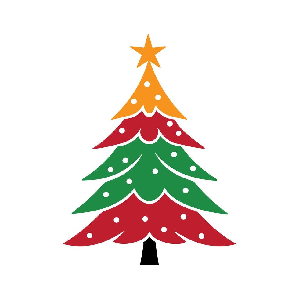 Colored christmas tree with ornaments. vector