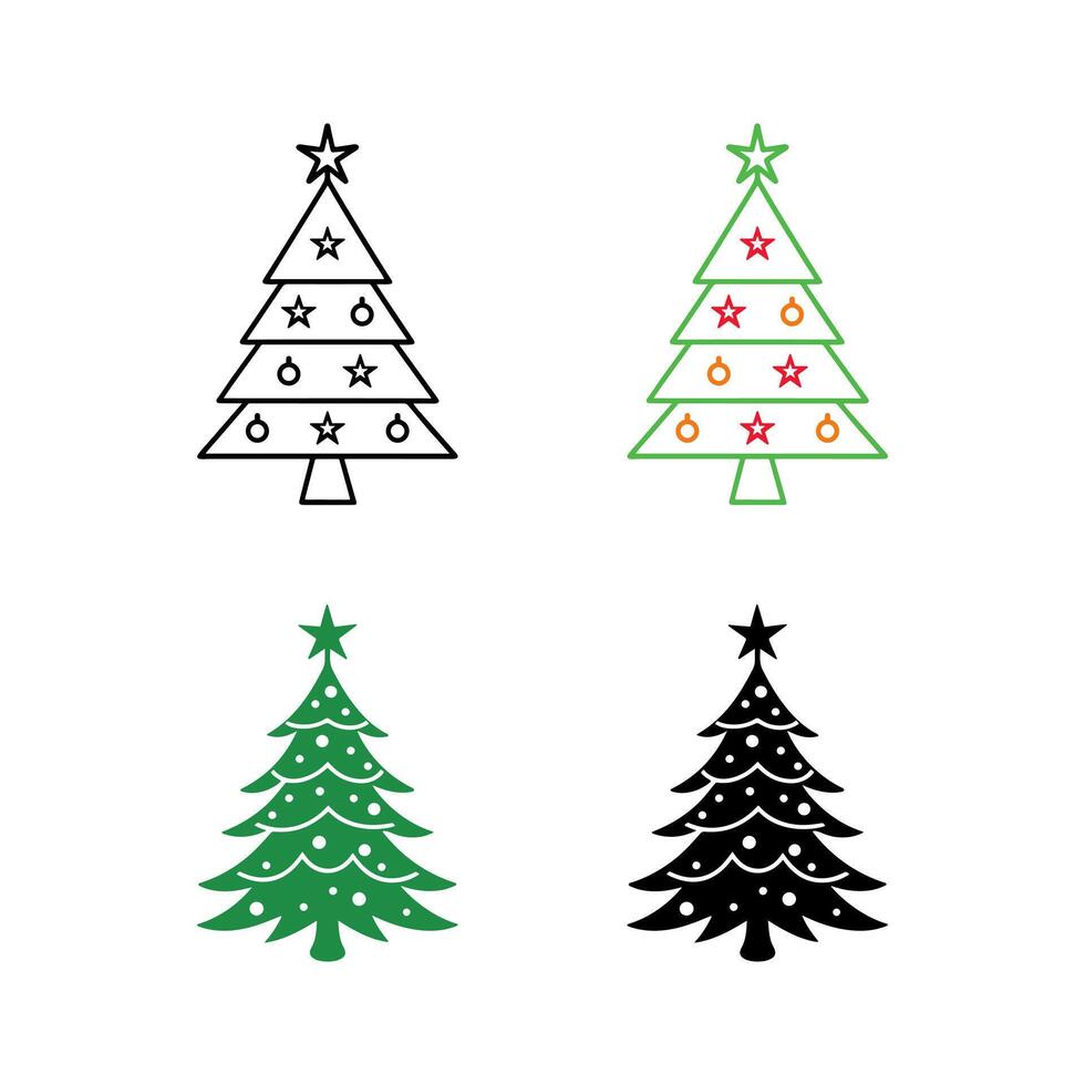 Christmas tree icon set. vector