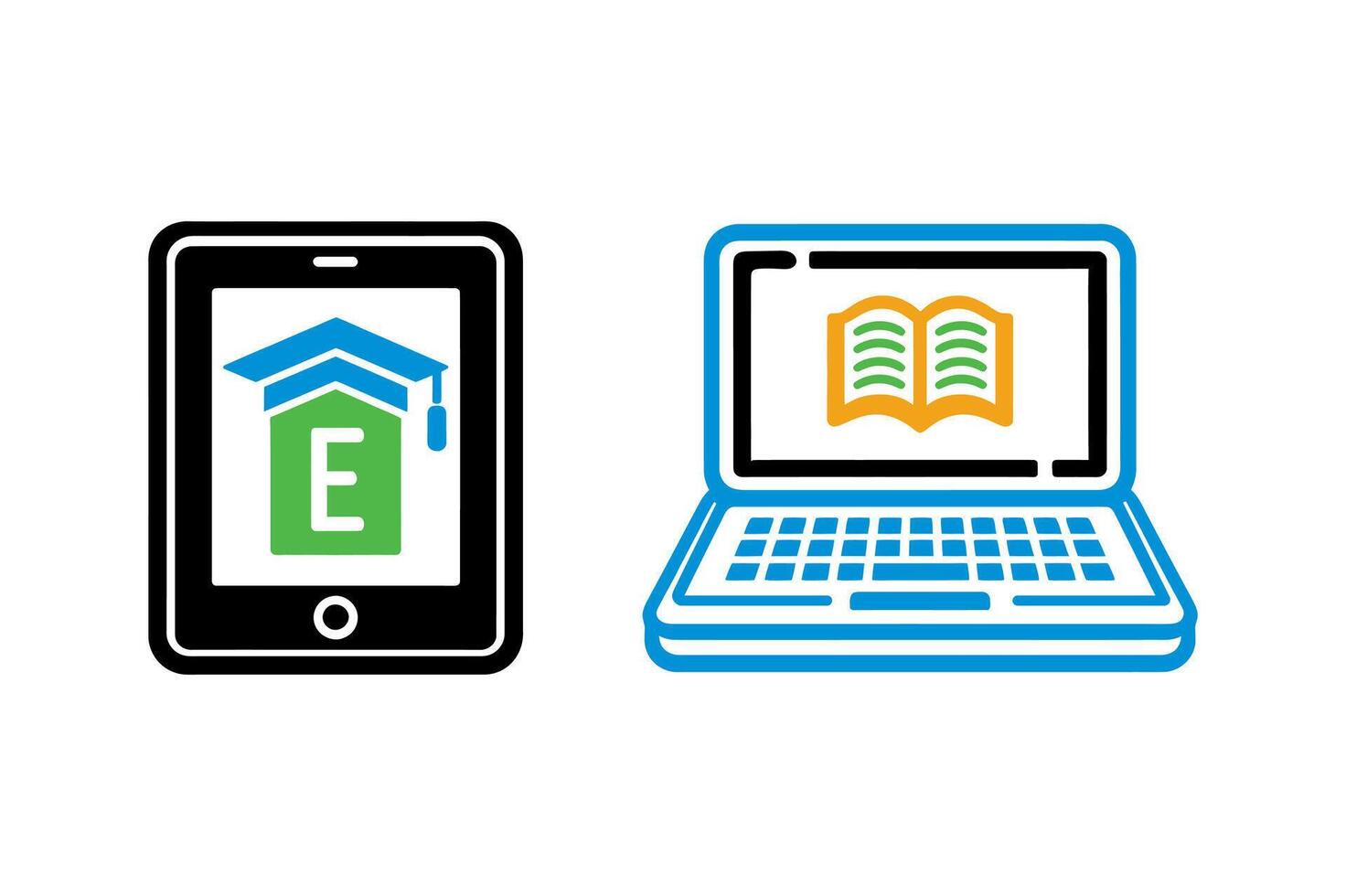 Icon set depicting digital learning tools. vector