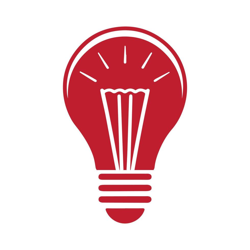 Red light bulb icon on a white background. vector