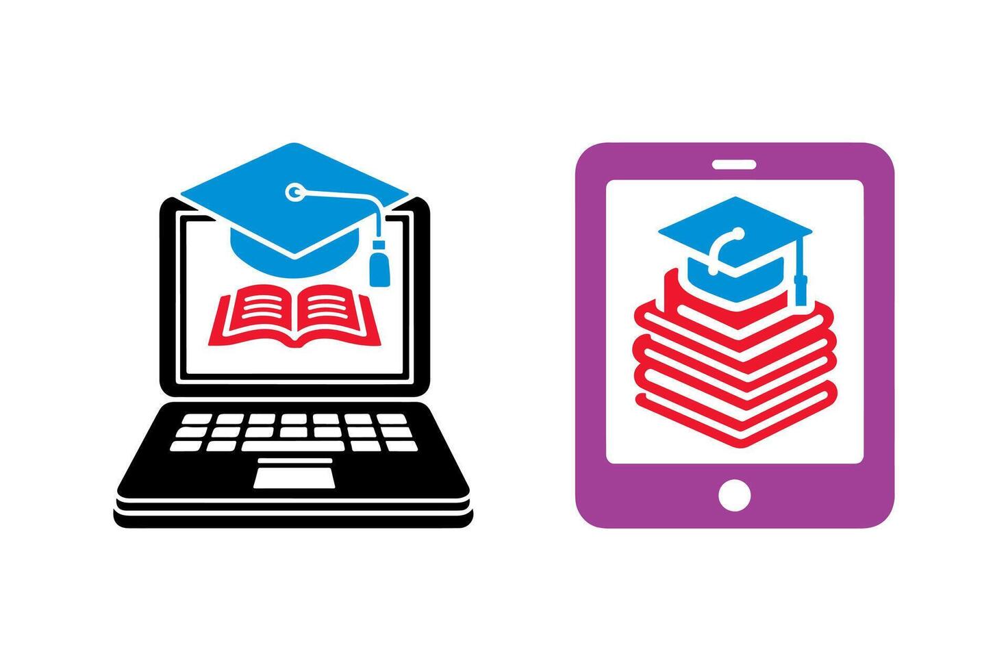 Symbols for digital education. vector
