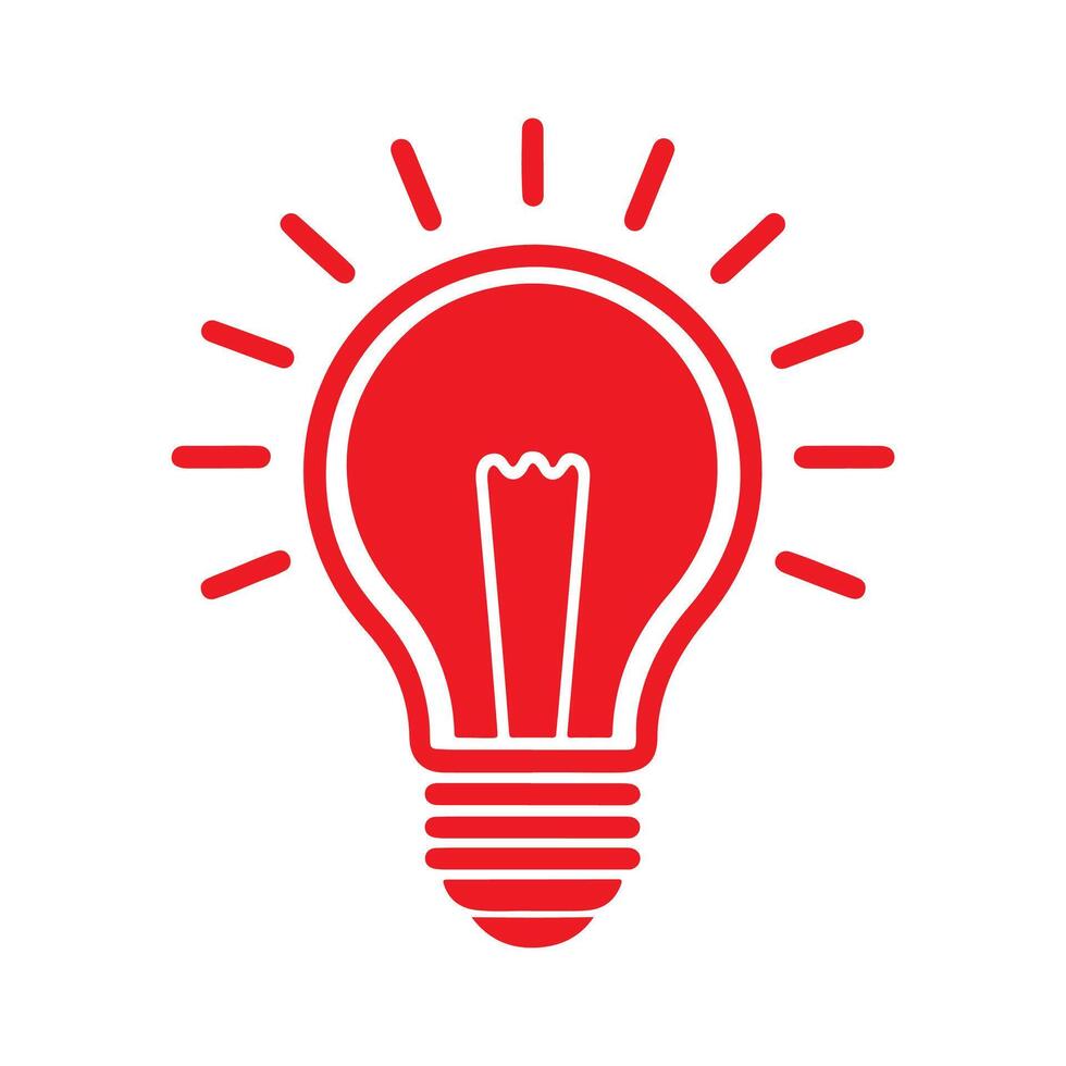 Light bulb icon with a filamental structure in the center. vector