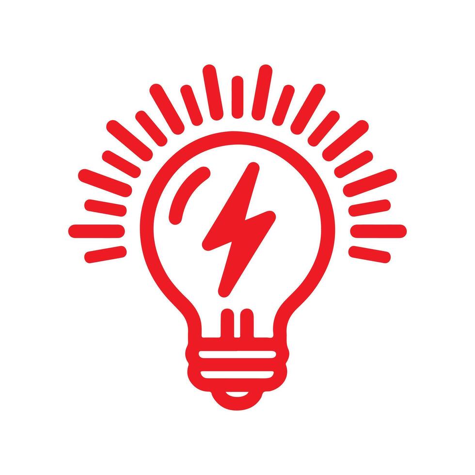 Light bulb with a central lightning bolt inside, symbolizing energy or ideas. vector