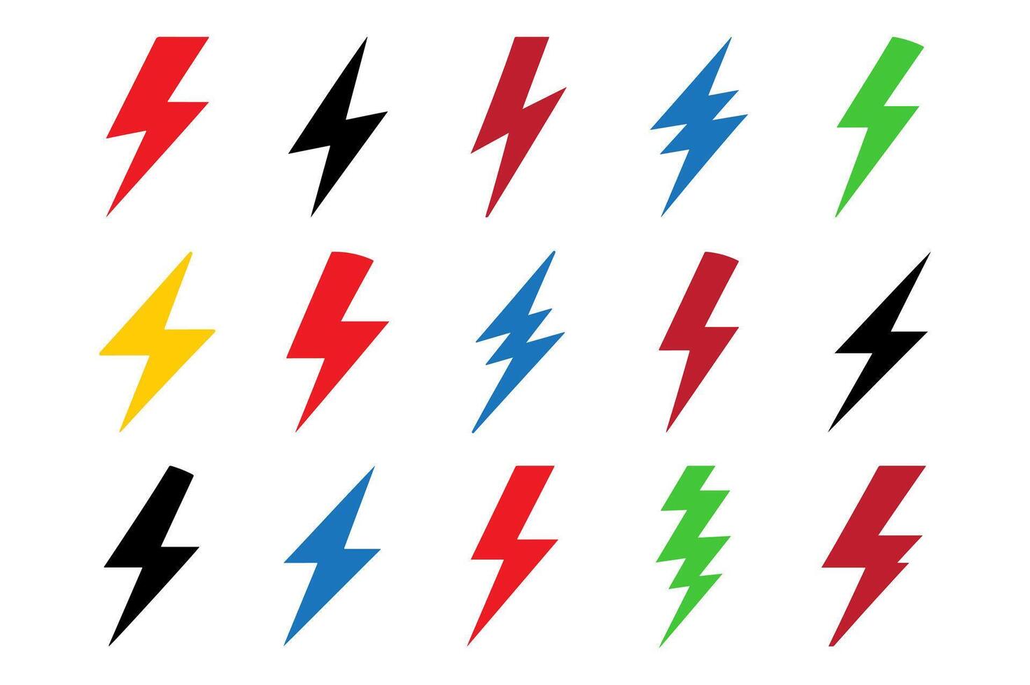 Lightning power colored icon set. vector