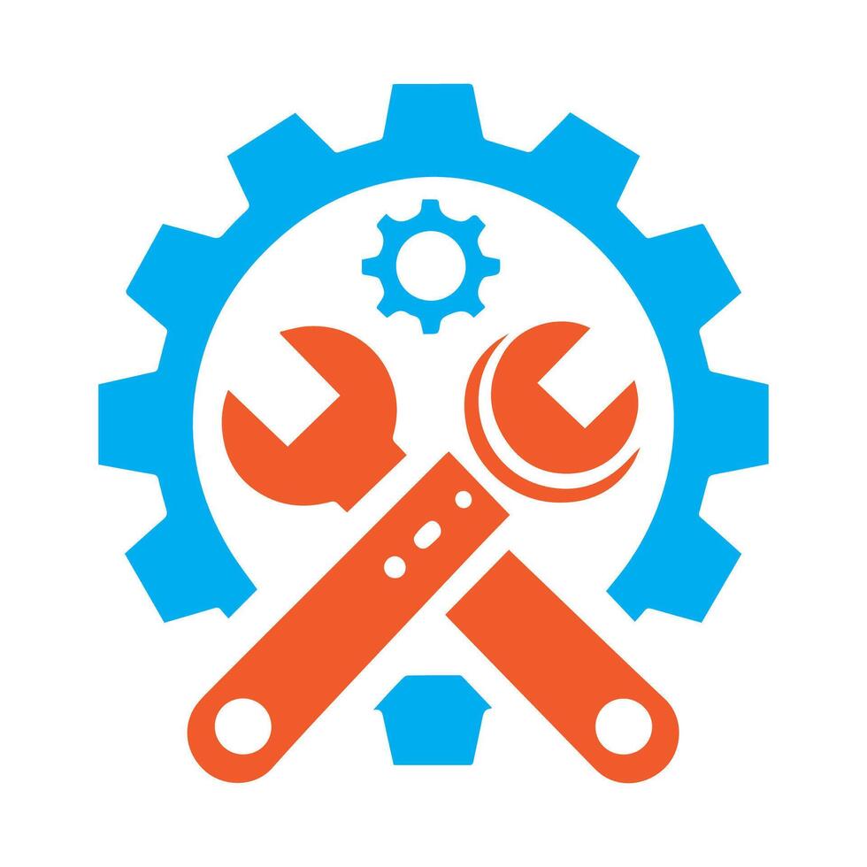 Wrench and gear icon for industrial. vector