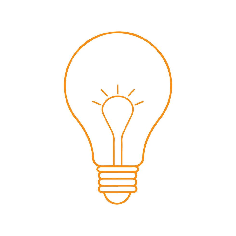 Simple line art of a light bulb with an outline. vector