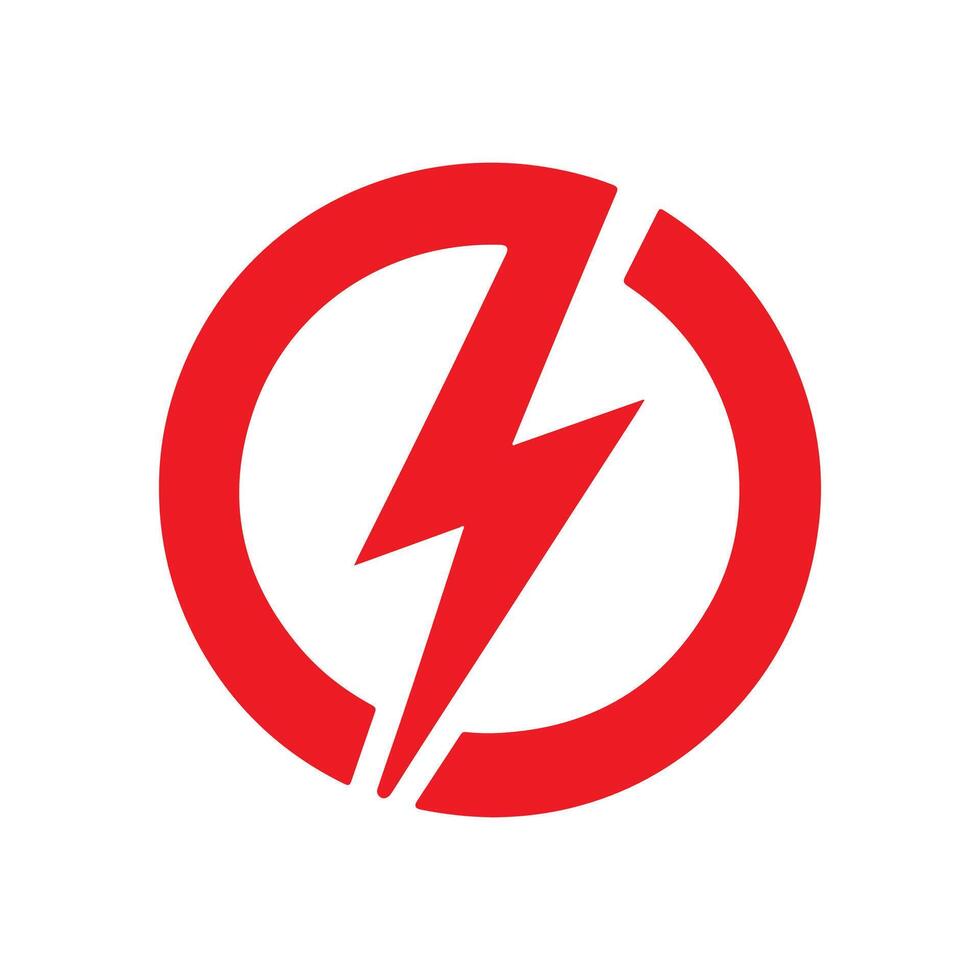 A colored design featuring a bold lightning bolt. vector